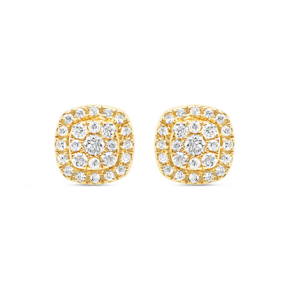 14K Yellow Gold | Diamond Square Earrings | 0.24CTW | 5.7MM