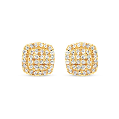 14K Yellow Gold | Diamond Square  Earrings | 0.50 CTW | 7.00MM