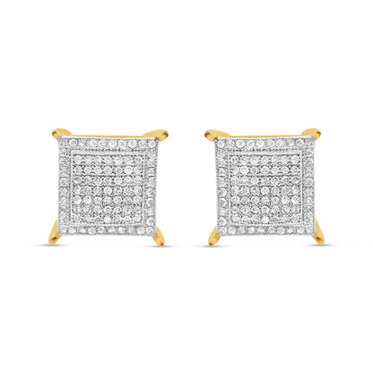 10K Yellow Gold | Diamonds Square Box Earrings | 0.55CTW | 10.33MM