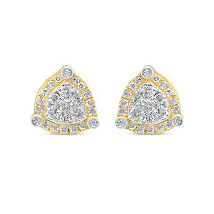 14k Gold Diamond Triangle  Earrings 9.5mm 0.66 CTW