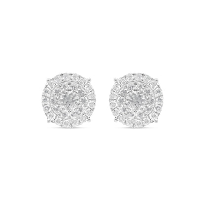 14k Gold Diamond Round Earrings 11mm 1.50CTW