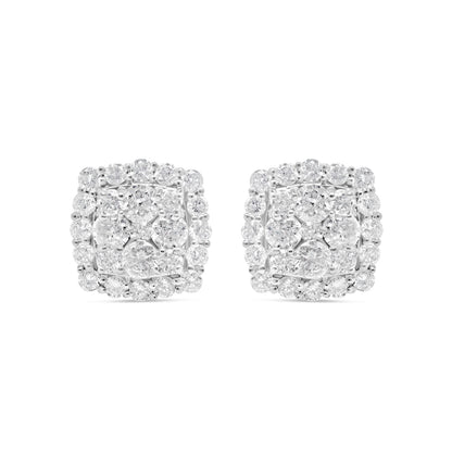 14k Gold Diamond Square Earrings 10mm 2.00CTW