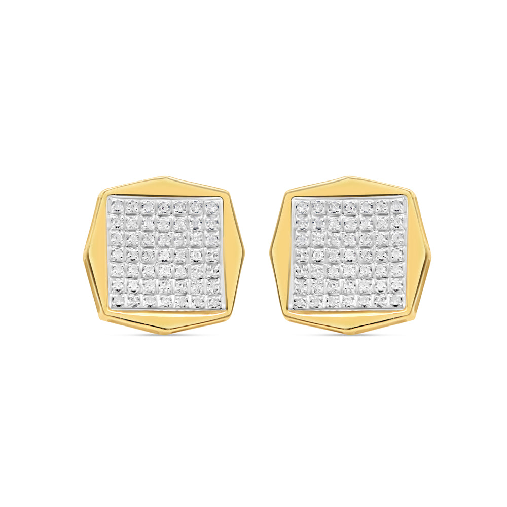 10k Gold Diamond Square Earrings 13mm 0.35CTW