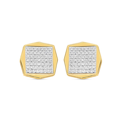 10k Gold Diamond Square Earrings 13mm 0.35CTW