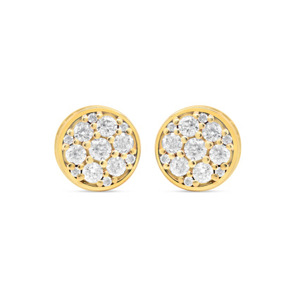 14k Gold Diamond 3-D Round Earrings 9mm 1.00CTW