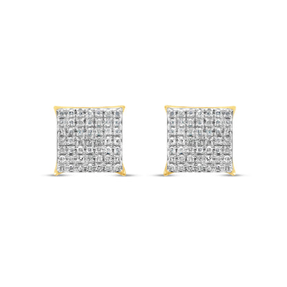 10k Gold Diamond Square Earrings 9mm .33CTW