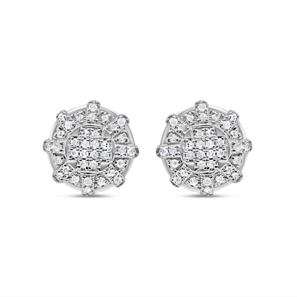 10k Gold Diamond Round Earrings 9.5mm .15CTW