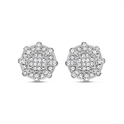 10k Gold Diamond Round Earrings 9.5mm .15CTW