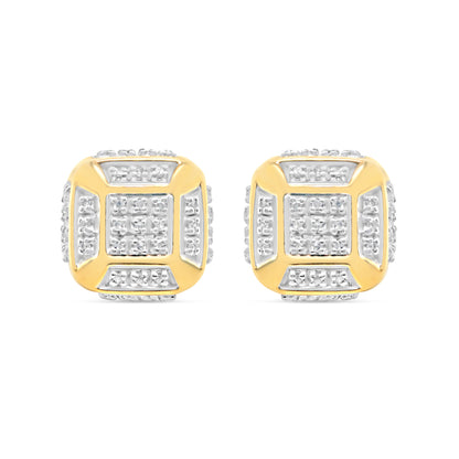10k Gold Diamond 3-D Square Earrings 5mm .25CTW