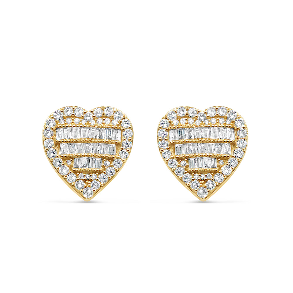 14k Gold Diamond Heart Earrings 15mm 1.28CTW