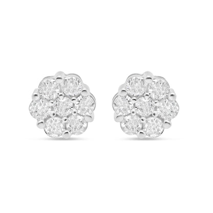 14k Gold  Diamond Square Earrings 7mm 1.39CTW