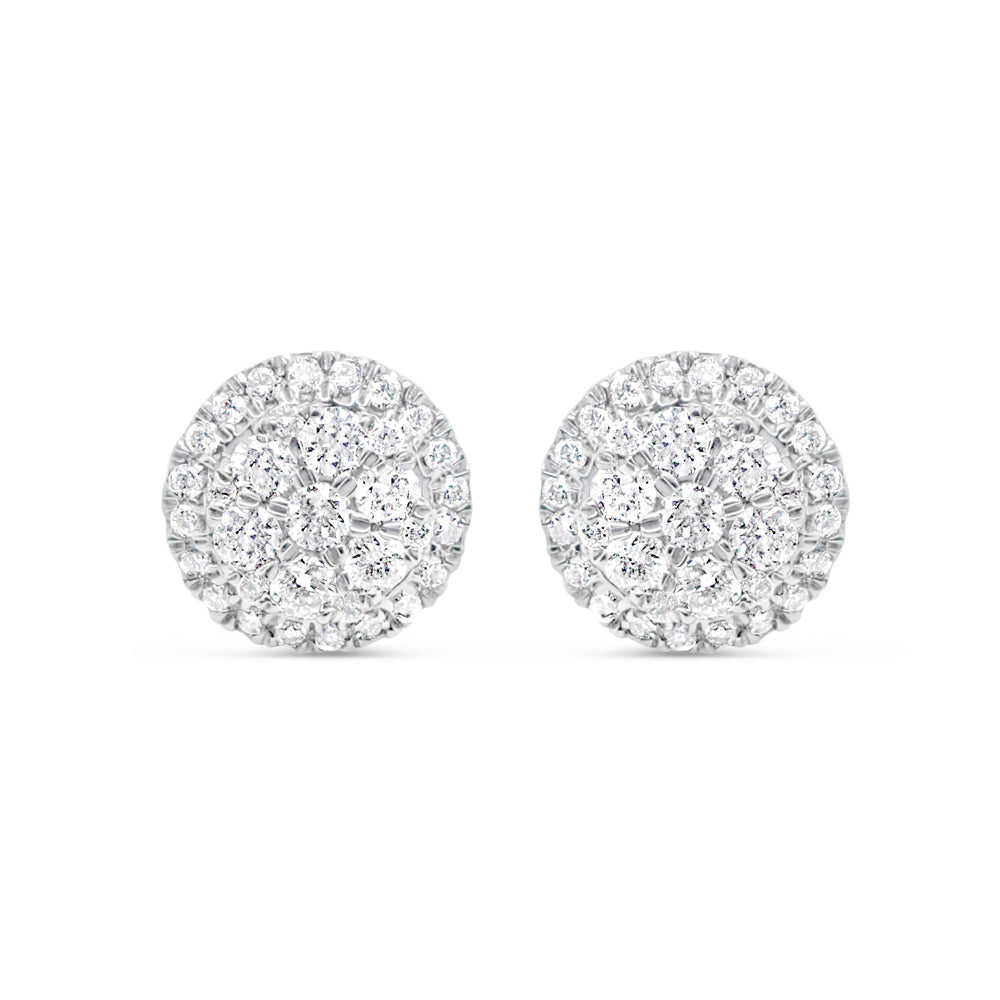 14k Gold Diamond Flower Earrings 9mm .75CTW