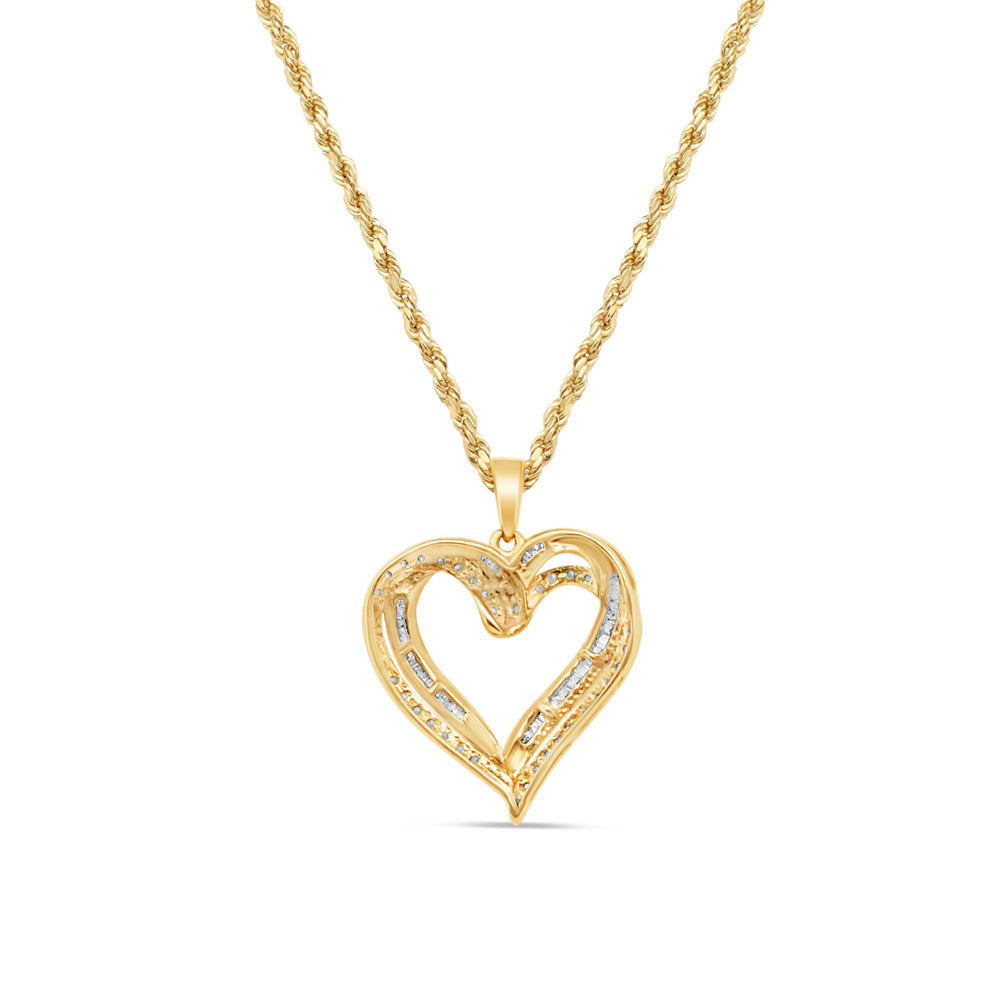 Heart Pendant with Necklace | 10K Yellow Gold | 21.33MM| 0.84CT