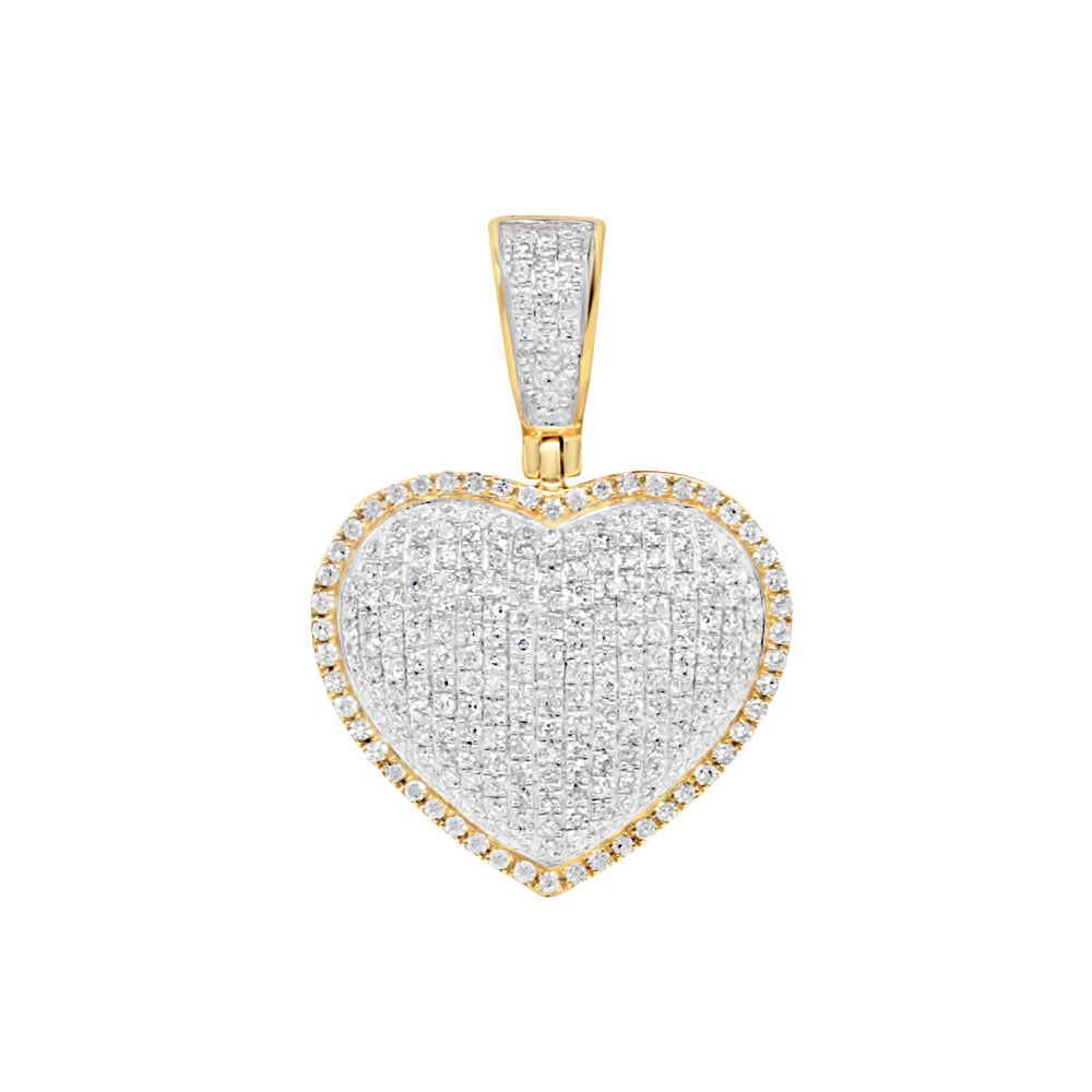 Golden Diamond Rim Heart Pendant with Necklace | 14K Yellow Gold | 19.21MM| 0.79CT