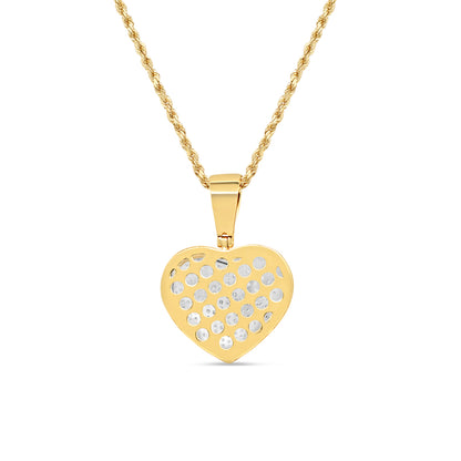 Golden Diamond Rim Heart Pendant with Necklace | 14K Yellow Gold | 19.21MM| 0.79CT