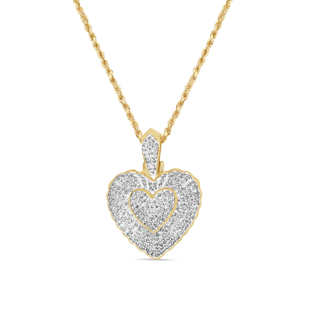 Double Heart Pendant with Necklace | 10K Yellow Gold | 21.64MM| 1.25CT