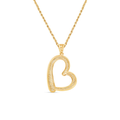 Gold Heart Pendant with Necklace | 14K Yellow Gold | 28.23MM| 0.67CT