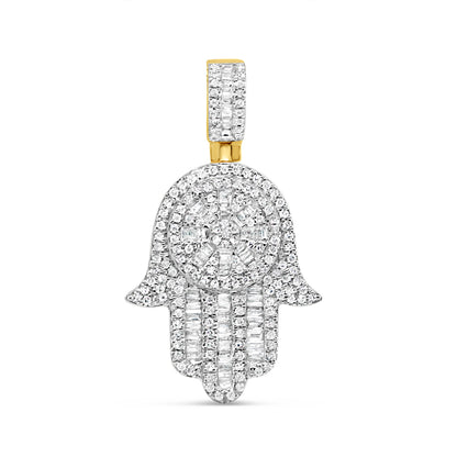 Hamsa Pendant with Chain/Necklace | 14K Yellow Gold | 1.67CTW