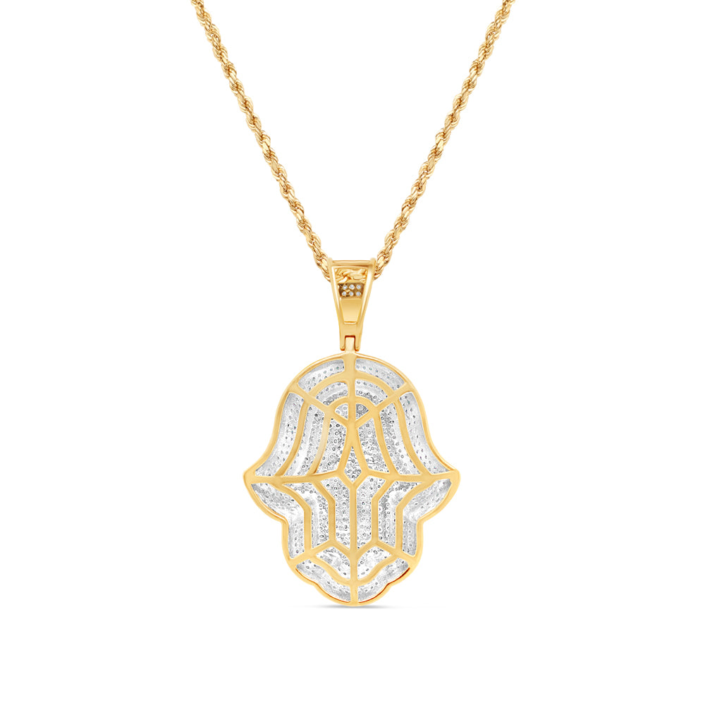 Hamsa Pendant with Chain/Necklace | 10K Yellow Gold | 0.92CT