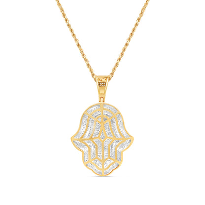 Hamsa Pendant with Chain/Necklace | 10K Yellow Gold | 0.92CT
