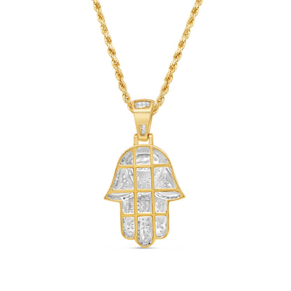 Hamsa Pendant with Chain/Necklace | 10K Yellow Gold | 19.30MM| .35CT