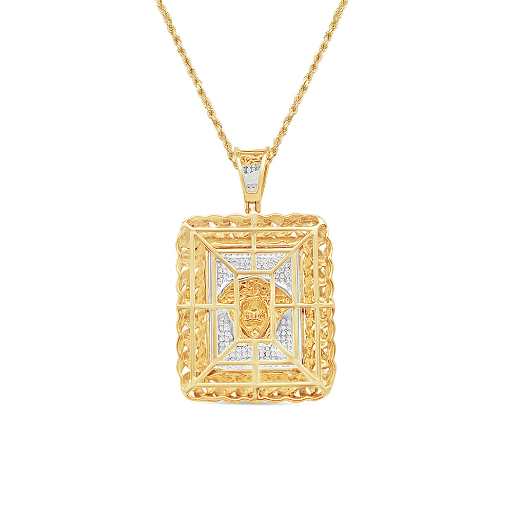 Versace Pendant with Necklace | 10K Yellow Gold | 27.88MM| 0.55CT