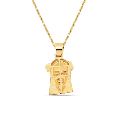 Jesus Head with Beard with Necklace | 10K Yellow Gold | 19.68MM| .55CT