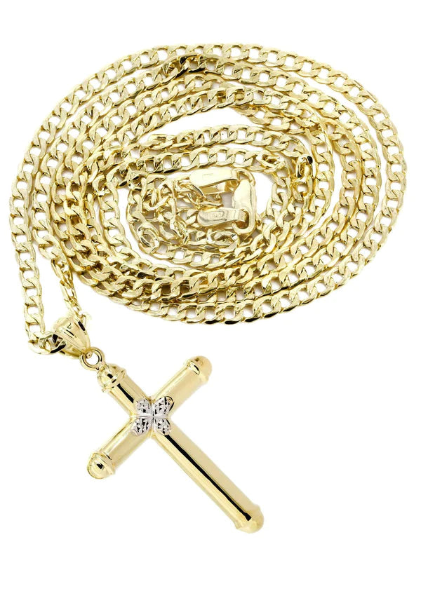 10K Gold Crucifix / Cross Necklace For Men | 3.1 Grams