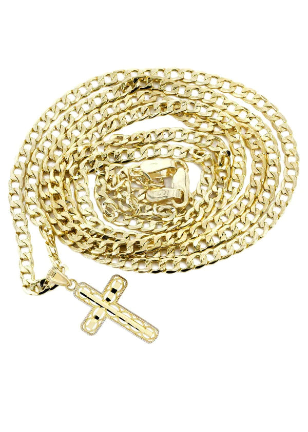 10K Gold Crucifix / Cross Necklace For Men | 3.1 Grams
