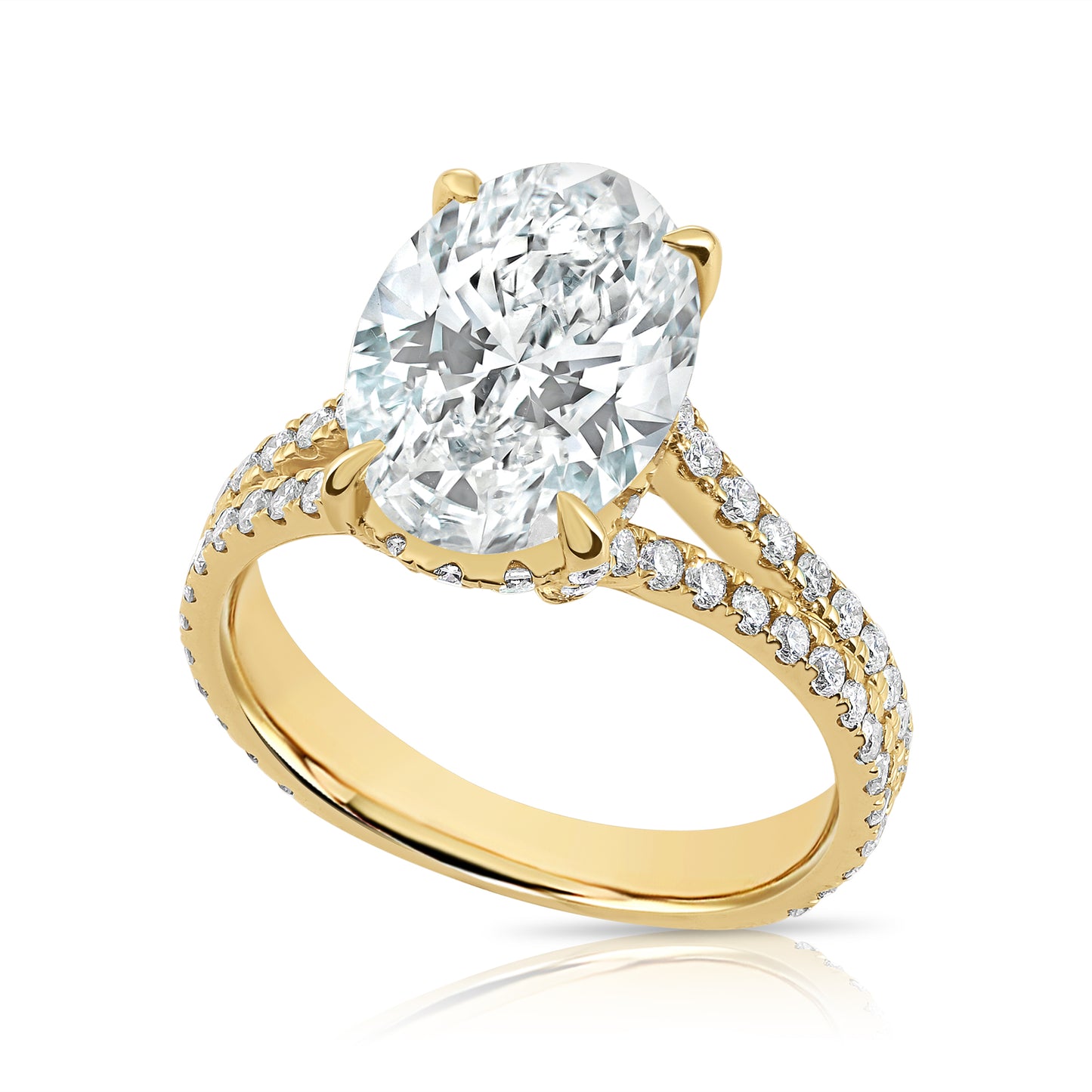 5.04CT E VS1 Oval Lab Grown Diamond Hidden Halo Engagement Ring 14kt