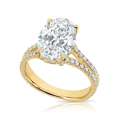 5.04CT E VS1 Oval Lab Grown Diamond Hidden Halo Engagement Ring 14kt