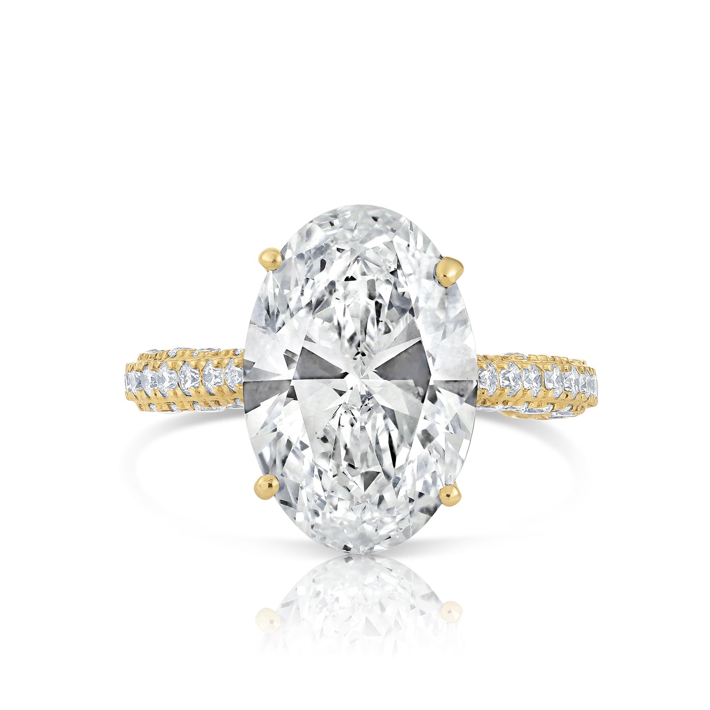 7.05CT E VS1 Oval Lab Grown Diamond Hidden Halo Engagement Ring 14kt