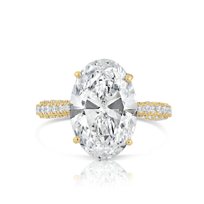 7.05CT E VS1 Oval Lab Grown Diamond Hidden Halo Engagement Ring 14kt