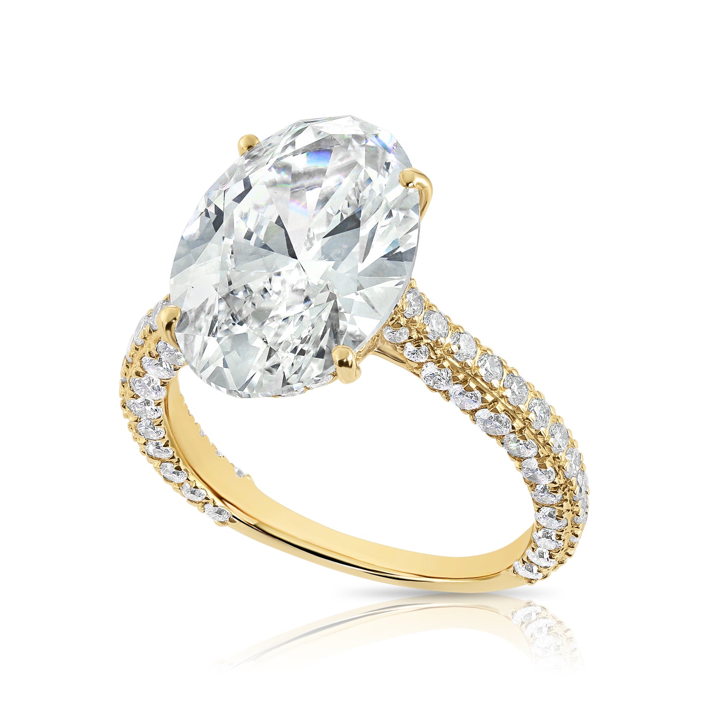 7.05CT E VS1 Oval Lab Grown Diamond Hidden Halo Engagement Ring 14kt