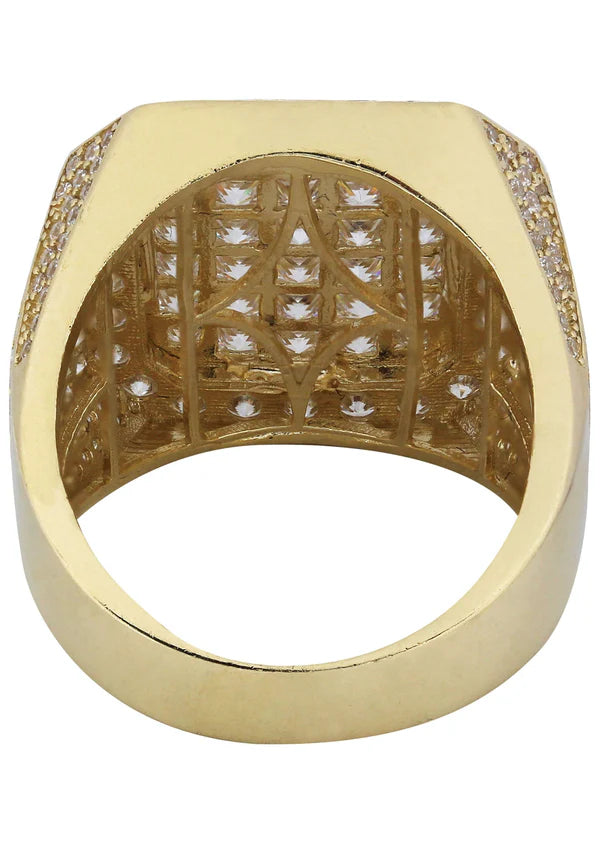 Mens Gold Round Diamond Pinky Ring | 10K Solid Yellow Gold