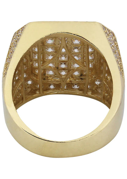 Mens Gold Round Diamond Pinky Ring | 10K Solid Yellow Gold