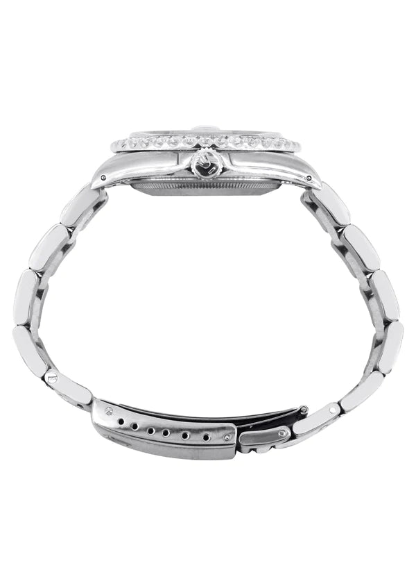 Diamond Rolex Datejust Watch 16200 | 36MM | Full Diamond Color Arabic Dial | Stainless Steel | Oyster Band