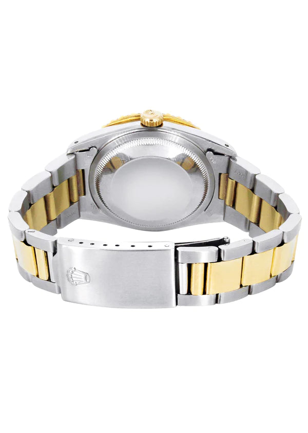 Diamond Gold Rolex Datejust Watch 16233 | 36MM | Full Diamond Roman Dial | Oyster Band