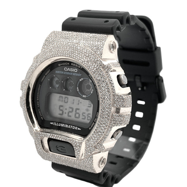 Casio G-Shock White Steel Iced Out Diamond Watch 4.60CT DW-6900
