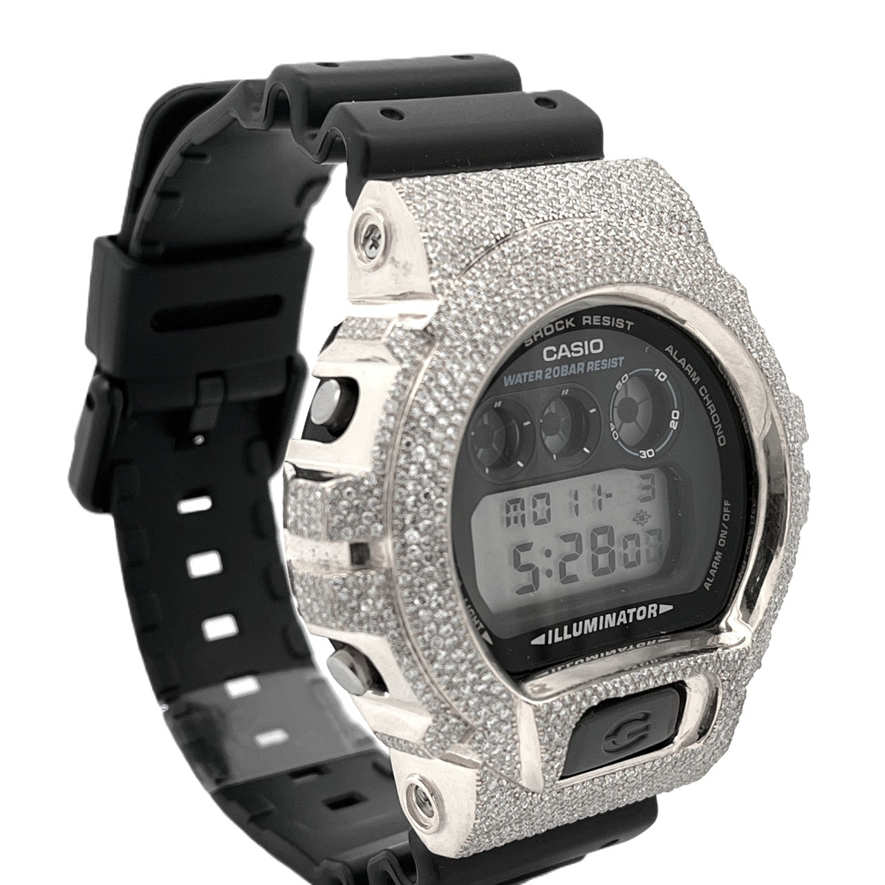 Casio G-Shock White Steel Iced Out Diamond Watch 4.60CT DW-6900