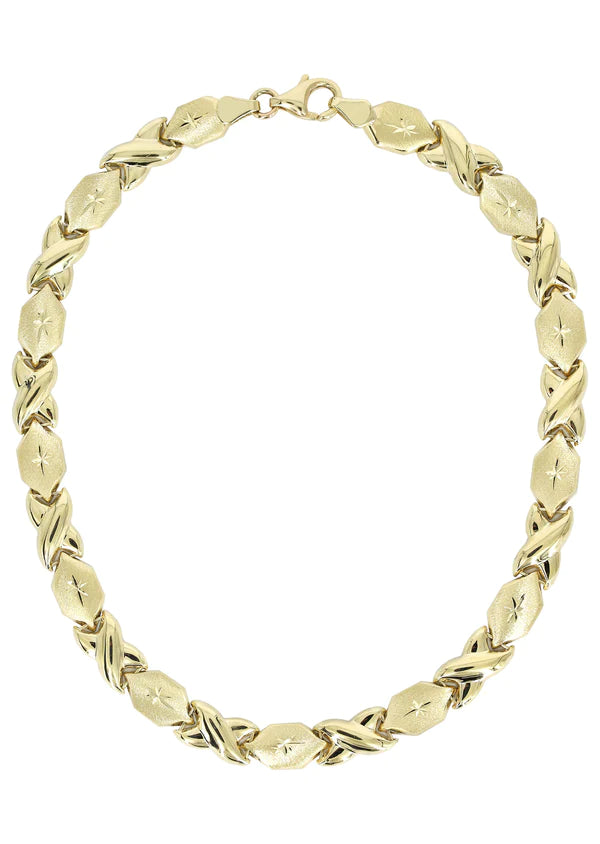 YELLOW GOLD "XO" NECKLACE FOR WOMEN 10K/14K