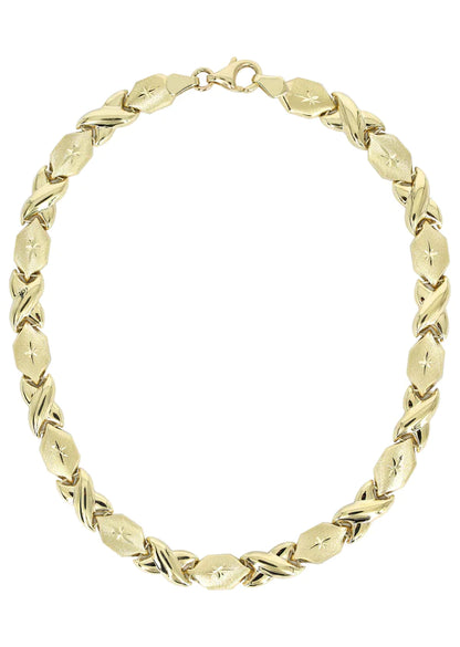 YELLOW GOLD "XO" NECKLACE FOR WOMEN 10K/14K