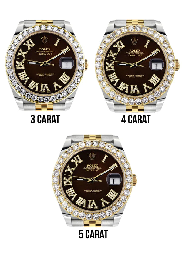 Rolex Datejust II Watch | 41MM | Custom Brown Diamond Roman Dial | 18K Yellow Gold & Stainless Steel | Jubilee Band