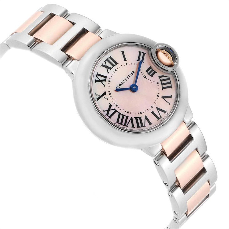 Cartier W2BB0009  Ballon Bleu 28mm 18K Gold Steel MOP Dial Lady's Quartz Watch