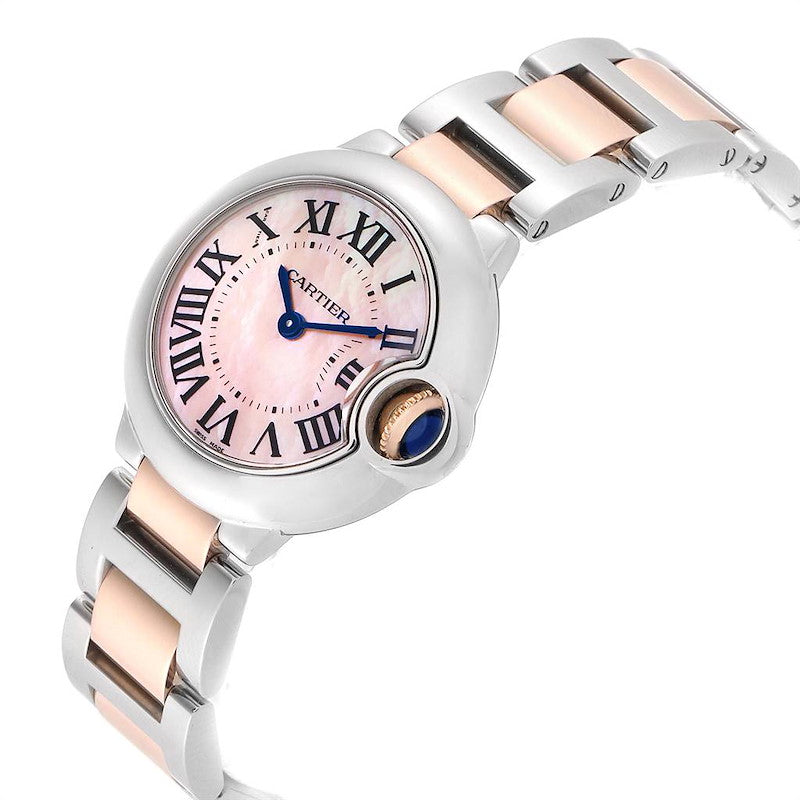 Cartier W2BB0009  Ballon Bleu 28mm 18K Gold Steel MOP Dial Lady's Quartz Watch