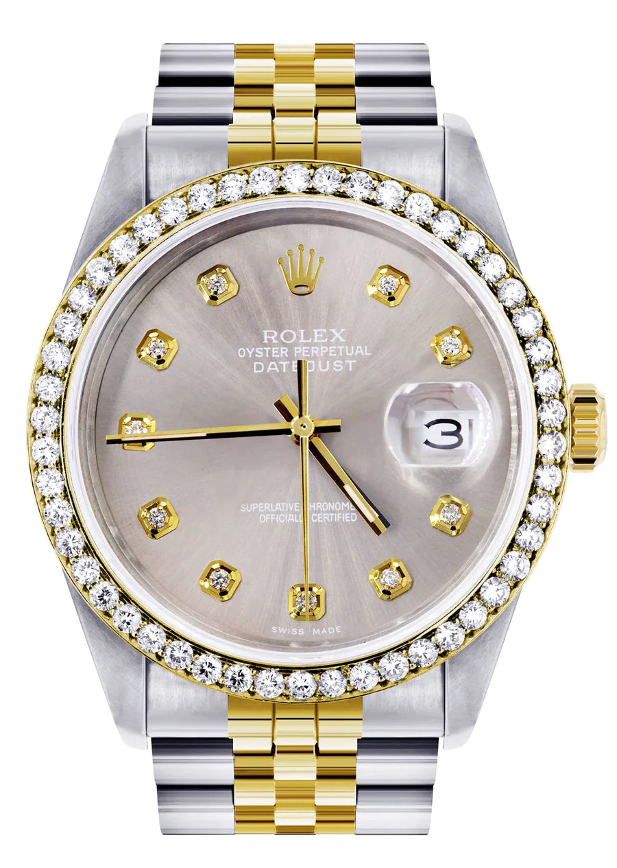 Rolex Datejust Watch 16013 for Men | 36MM | Diamond Grey Dial  | Jubilee Band