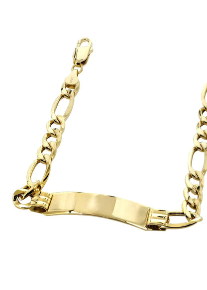 Hollow ID Figaro Bracelet | 10K/14K | Yellow Gold