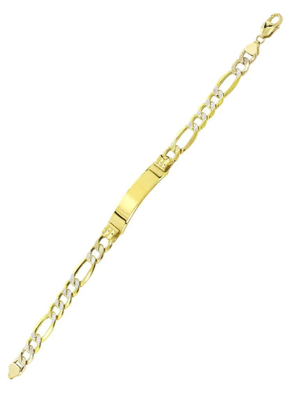 Childrens Hollow ID Pave Figaro Bracelet | 10K/14K | Yellow Gold