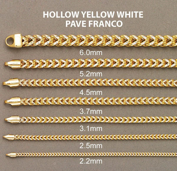 Hollow Diamond Cut Franco Bracelet 10K/14K - Yellow Gold