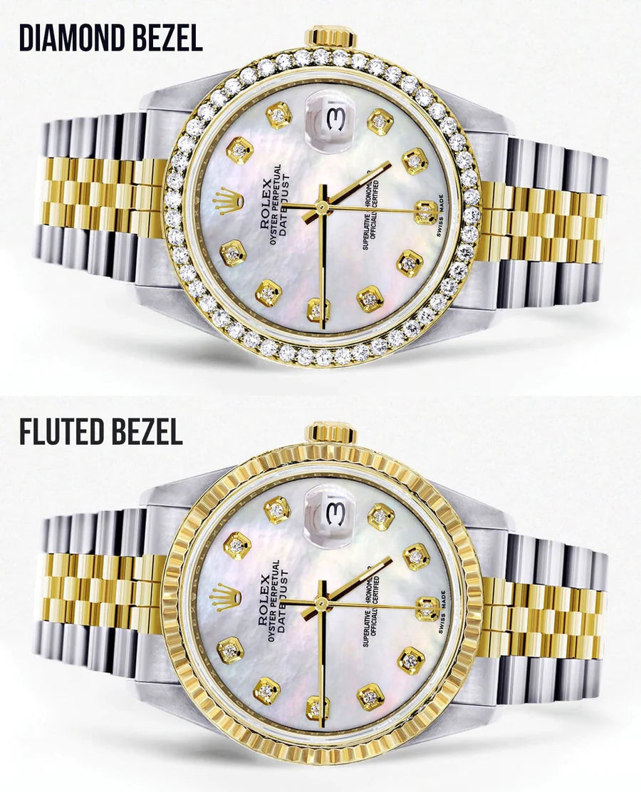 Rolex Datejust Watch 16013 for Men | 36MM | Diamond White Mother of Pearl Dial | Jubilee Band